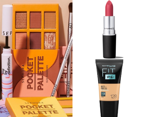 Cosmetics products cover photo collage