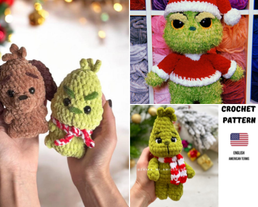 Grinch/Christmas Crochet Patterns cover photo collage
