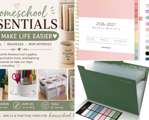 Homeschool Must-Have Essentials That Make Life Easier cover photo collage