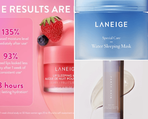 Skincare and lip care cover photo collage