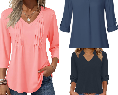 Floral Three-Quarter Sleeve Blouses That Brighten Up the Workday cover photo collage