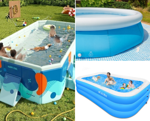 Swimming pool cover photo collage