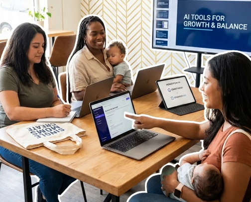 AI Tools for Single Mom Entrepreneurs (From Start to Scale) cover photo collage