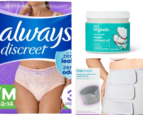 Postpartum essentials from a mom of 5! cover photo collage