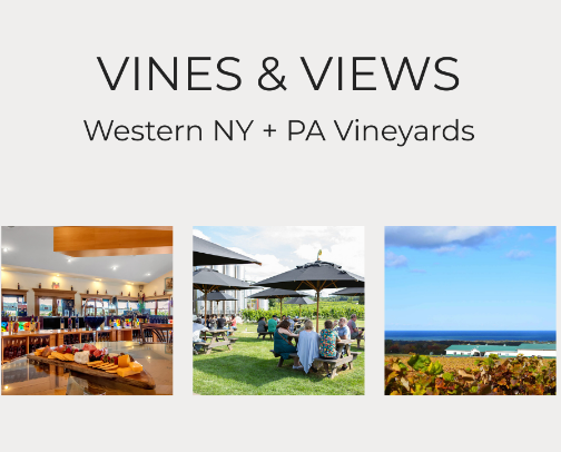 Vines & Views: Western NY + PA Vineyards cover photo collage