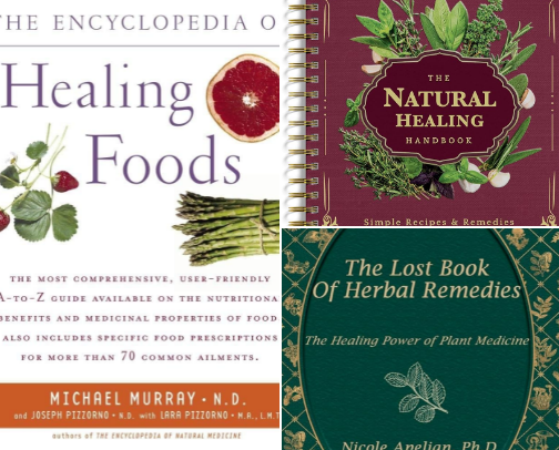 Information from these books to cure common aliments. cover photo collage