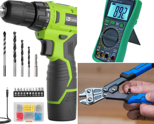 Electrical tools cover photo collage