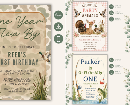 Bayou Tiny Designs Party Invitations 🎉 cover photo collage