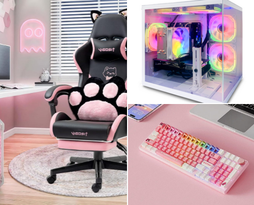 The ULTIMATE gamer setup for beginner Girls 🎮 cover photo collage