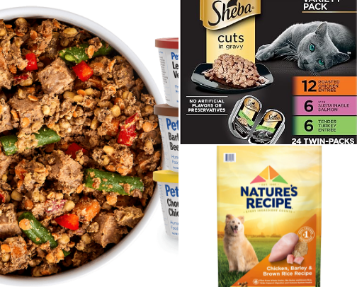 Pet foods,beds and litter. cover photo collage