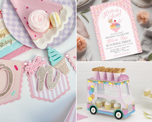 Here's the Scoop Ice Cream Party Ideas cover photo collage
