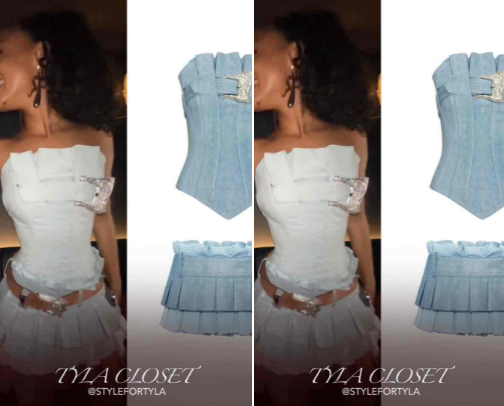 Tyla’s Outfit - TikTok, April 21st, 2023 🩵 cover photo collage