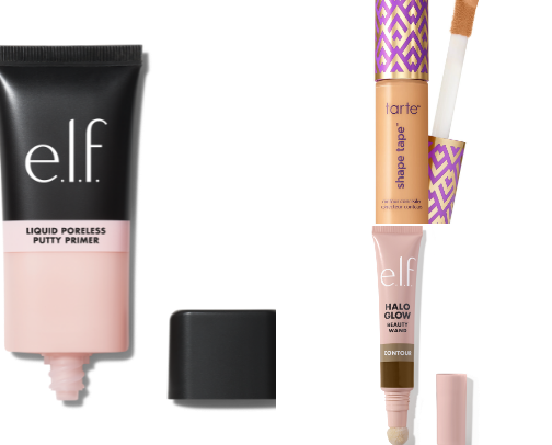 Healthy makeup products cover photo collage