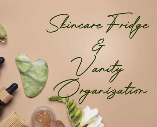 Aesthetic Skincare Fridge & Vanity Organization cover photo collage
