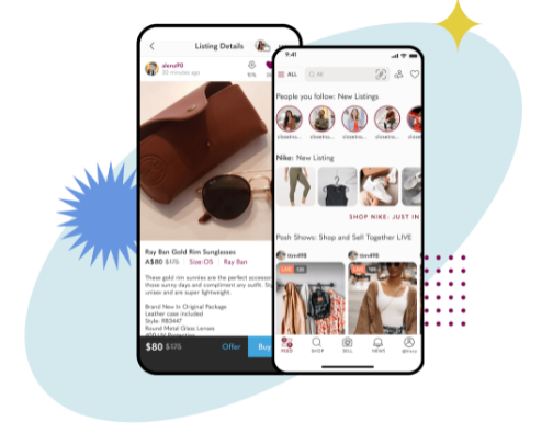 Poshmark resell shop online cover photo collage