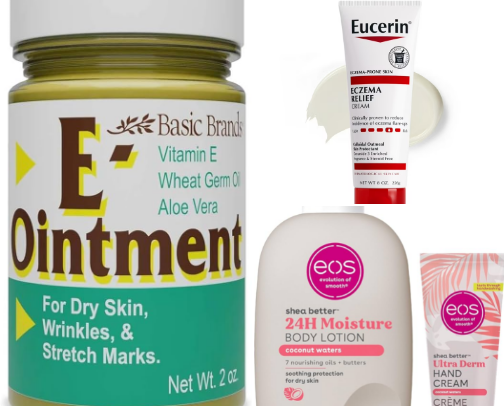 Products for dry skin cover photo collage