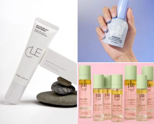 Skincare products that make your skin glow. cover photo collage