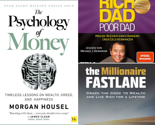 A motivational collection centered on wealth creation, investing, entrepreneurship, and mindset. cover photo collage