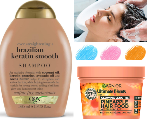 Products to keep your hair healthy,thick and long🎀 cover photo collage