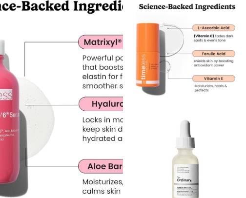 GLOW UP and GET YOUNGER skincare products cover photo collage