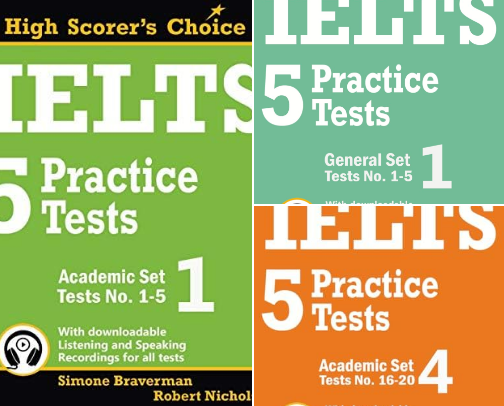 Save & Read - IELTS 5 Practice Tests, Academic Set 3: Tests No. 11-15 (High Scorer's Choice) (Volume 5) intensive prep bundle cover photo collage
