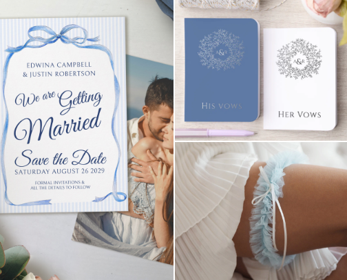 Something Blue Wedding cover photo collage