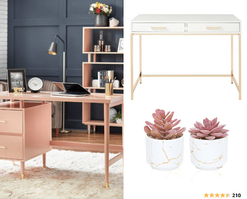 Pink and gold office cover photo collage