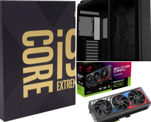 i9X‑49B‑V1 - Black RTX 4090 With Intel i9‑10980XE Workstation Pc Build cover photo collage