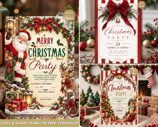 Christmas Invitations cover photo collage