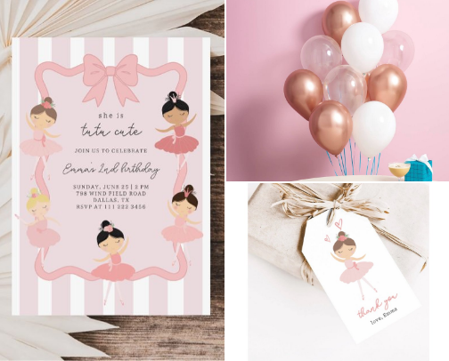 Cutest Pink Ballerina Girl's Birthday cover photo collage