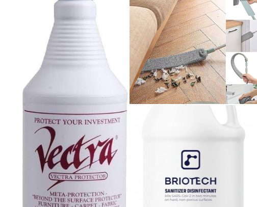 household cleaning supplies cover photo collage