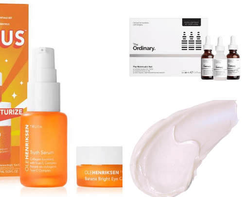 Make up and skin products cover photo collage