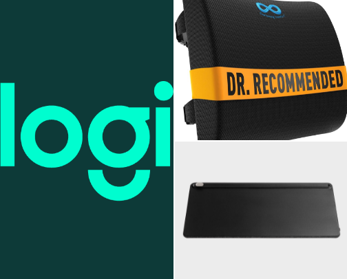 "Clean and Ergonomic" Desk Setup cover photo collage