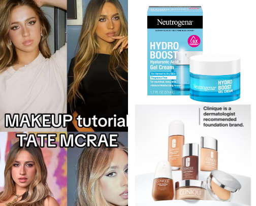 Tate McRae makeup routine cover photo collage