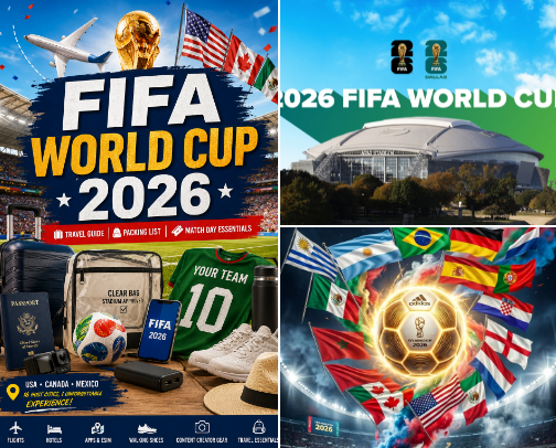 FIFA World Cup 2026 Travel Guide: Packing List & Match Day Essentials cover photo collage