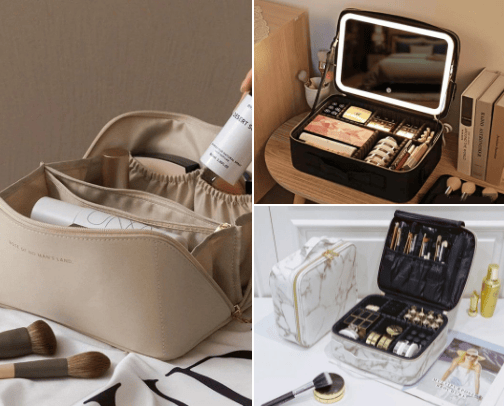 makeup bags cover photo collage