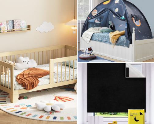 a sensory-friendly kid bedroom makeover cover photo collage