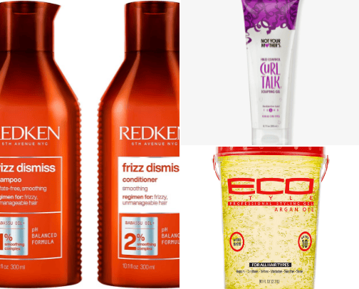 Curly hair products cover photo collage