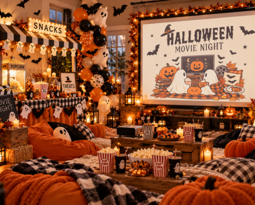 🎃 Halloween Movie Night Party Ideas | Decorations, Snacks & Cozy Fall Setup cover photo collage