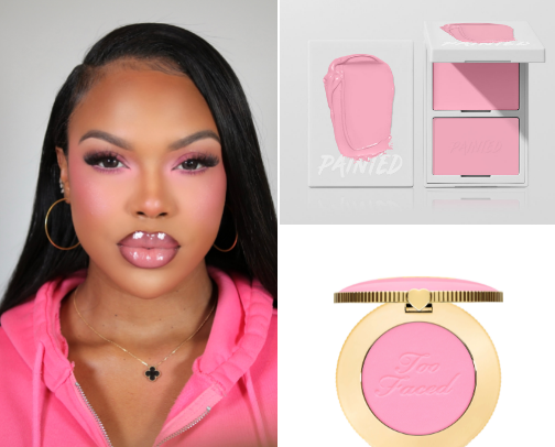 Pink makeup look cover photo collage