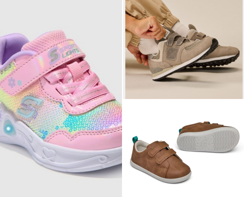 "Tiny Steps, Big Adventures – Kids’ Shoes, Slippers & Sandals." cover photo collage