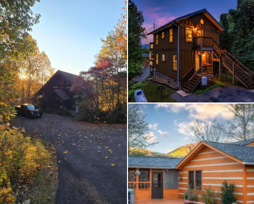 Cozy Cabin Stays & Winter Getaways in the US 🌲✨ cover photo collage