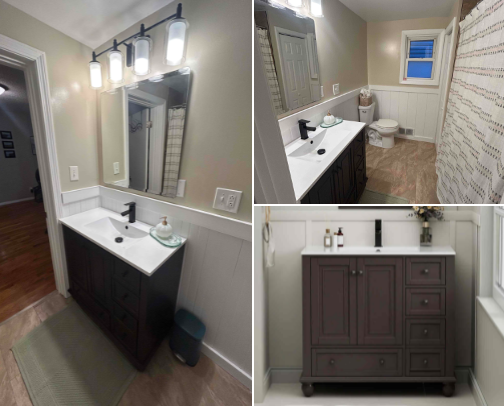Lighter and Brighter Bathroom Remodel! cover photo collage