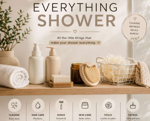 Everything Shower Essentials cover photo collage