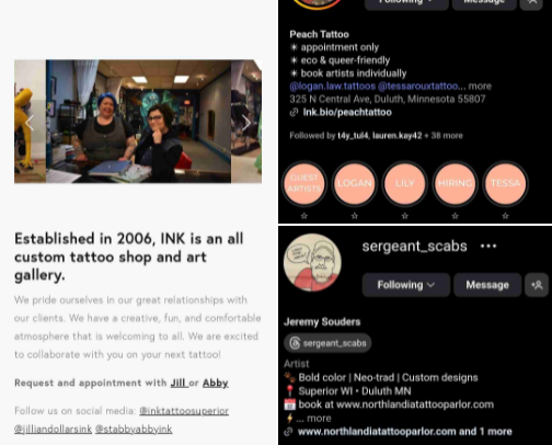 Twin Ports Tattoo Shops ✨️ cover photo collage
