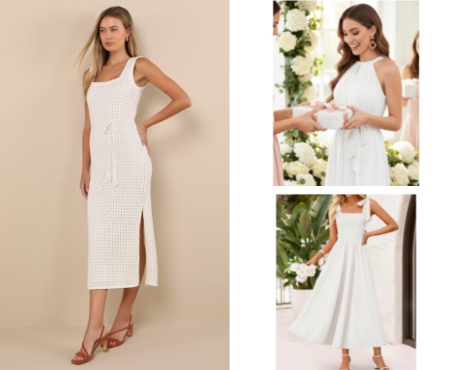 White Dresses for Brides: Bridal Shower, Bachelorette & Rehearsal Dinner cover photo collage