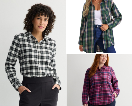 The Cozy Layering Edit: 16 Flannels, Blouses & Tops from Kohl's cover photo collage