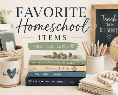 Favorite homeschool supplies from a mom of 6 cover photo collage