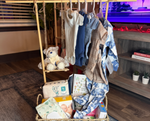 DIY Baby shower basket cover photo collage