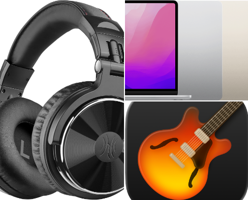 Recording and music editing gear cover photo collage